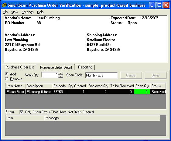 quickbooks purchase order verification